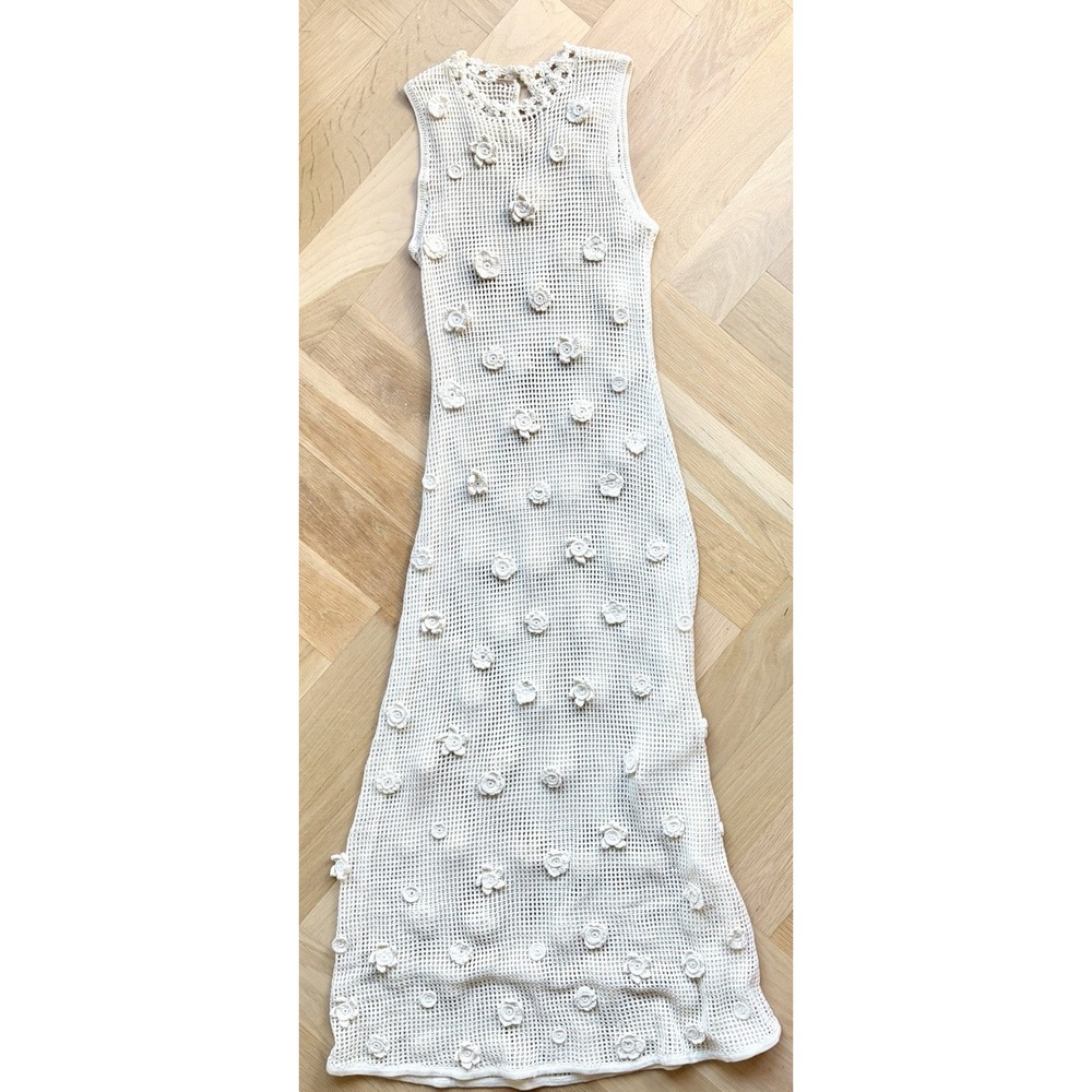 Cult Gaia $798 Vermeer Dress Crochet Flower Cotton Yarn Maxi Bachlorette Bridal - Picture 7 of 11